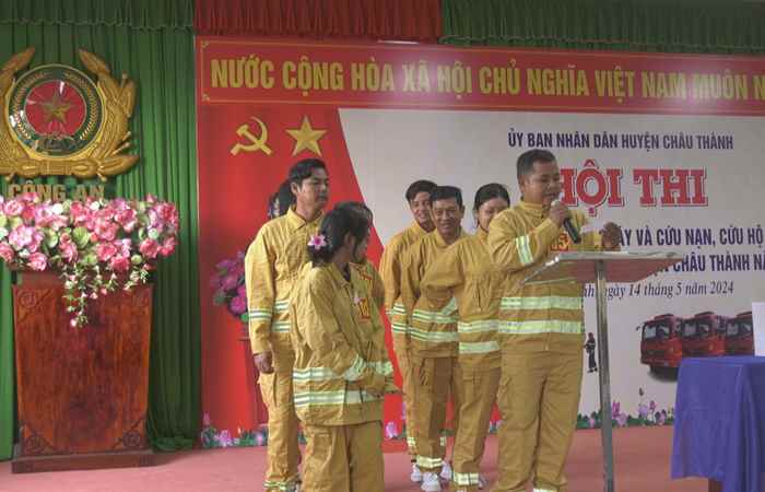 Châu Thành: Hội thi nghiệp vụ chữa cháy và cứu nạn, cứu hộ “Tổ liên gia”