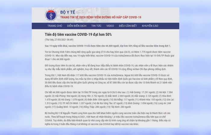 Bản tin chung tay phòng chống dịch covid-19 (27-03-2021)