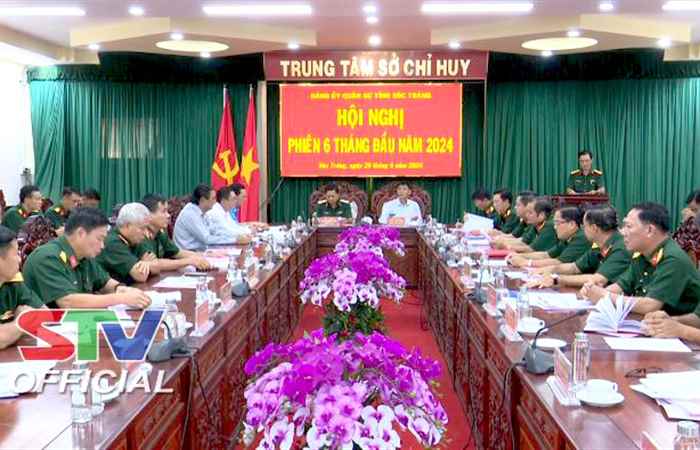 Lãnh đạo Diễn tập Khu vực phòng thủ các huyện Thạnh Trị, Mỹ Tú, Châu Thành họp phiên 6 tháng đầu năm 2024