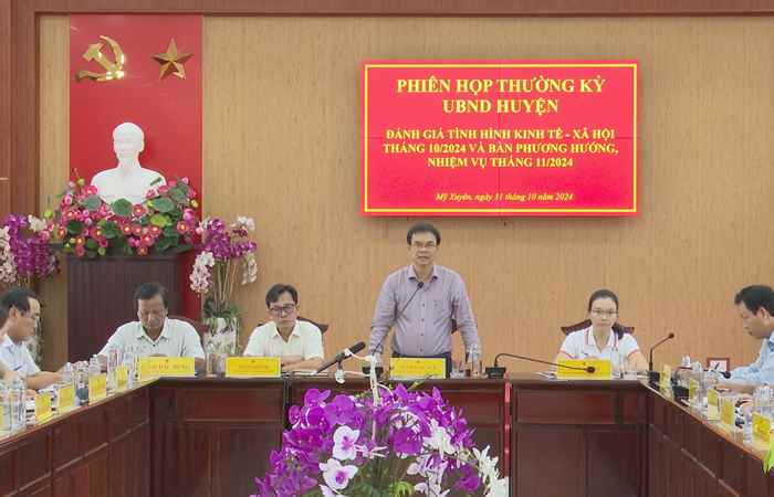 UBND huyện Mỹ Xuyên đánh giá kết quả thực hiện nhiệm vụ phát triển kinh tế xã hội tháng 10