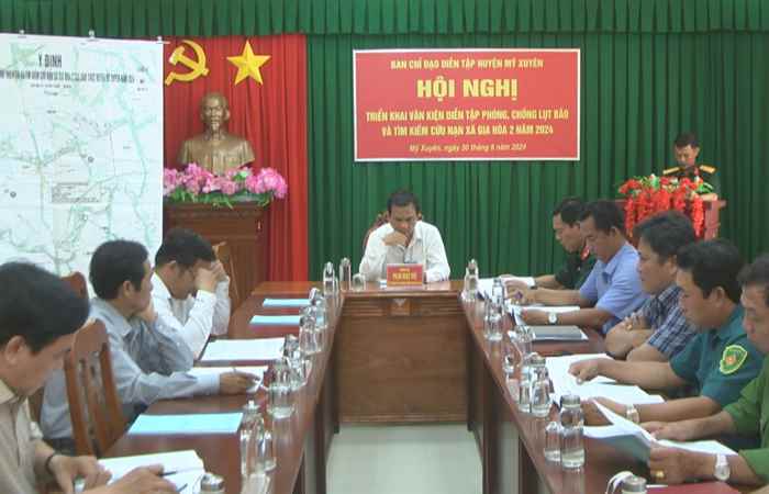 Mỹ Xuyên: Triển khai văn kiện Diễn tập Phòng, chống lụt, bão và Tìm kiếm cứu nạn xã Gia Hòa 2 